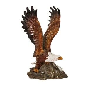 Lavie Abbey Collection Bald Eagle Wings Up on Snowy Rock Ceramic Figurine Vtg